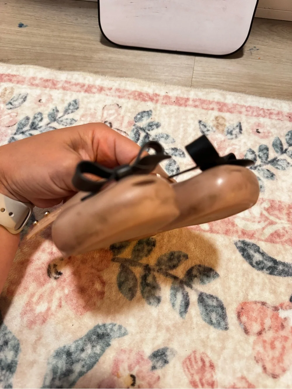 Mini Melissa Tan Mary Jane Flats with Black Bow